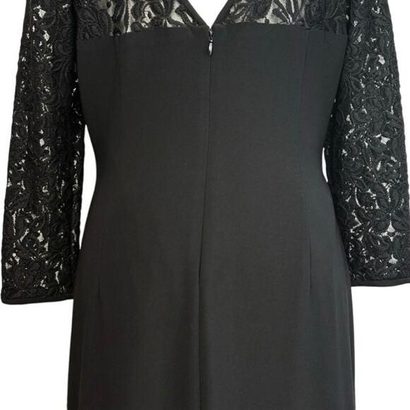 Evan Picone Formal Black Sheer Lace Yoke 3/4 Sleeve Sheath Dress Size 14 - Picture 11 of 15
